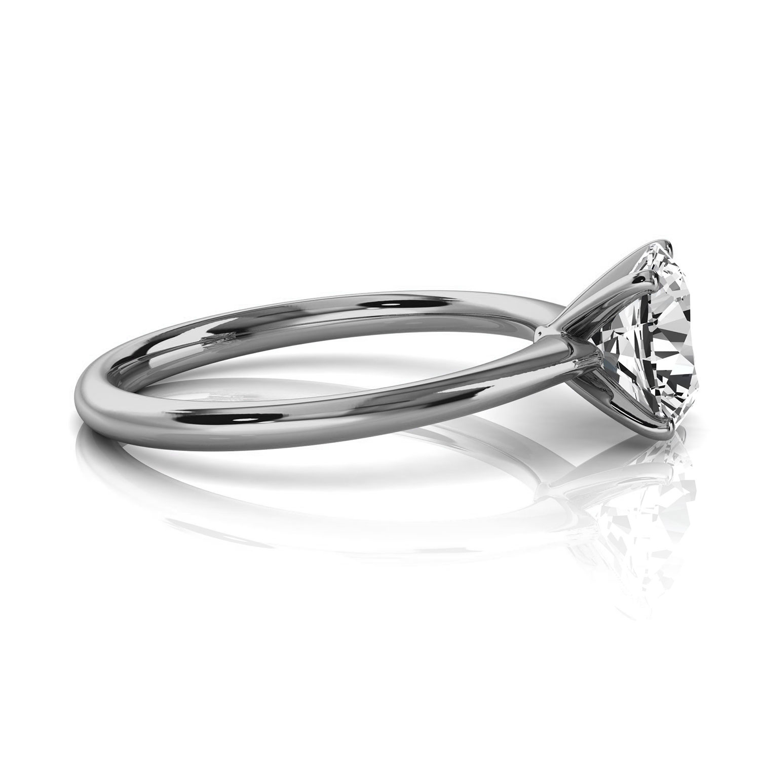 14K White Gold Reli 2 MM Solitaire Ring